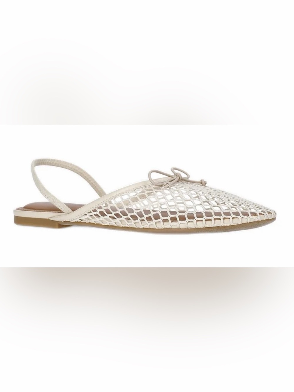 No Boundaries Cream Mesh Slingback Flat with Bow